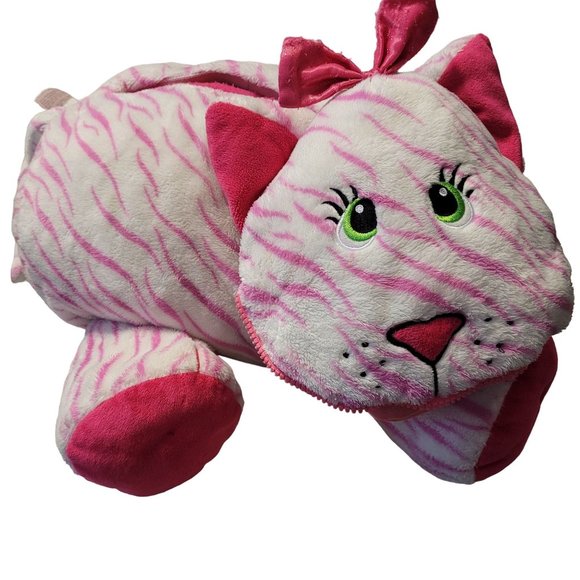 Stuffies WHISPER THE CAT 2013 Plush Stuffed Animal Hidden Pockets Pink White, Se - Picture 1 of 15